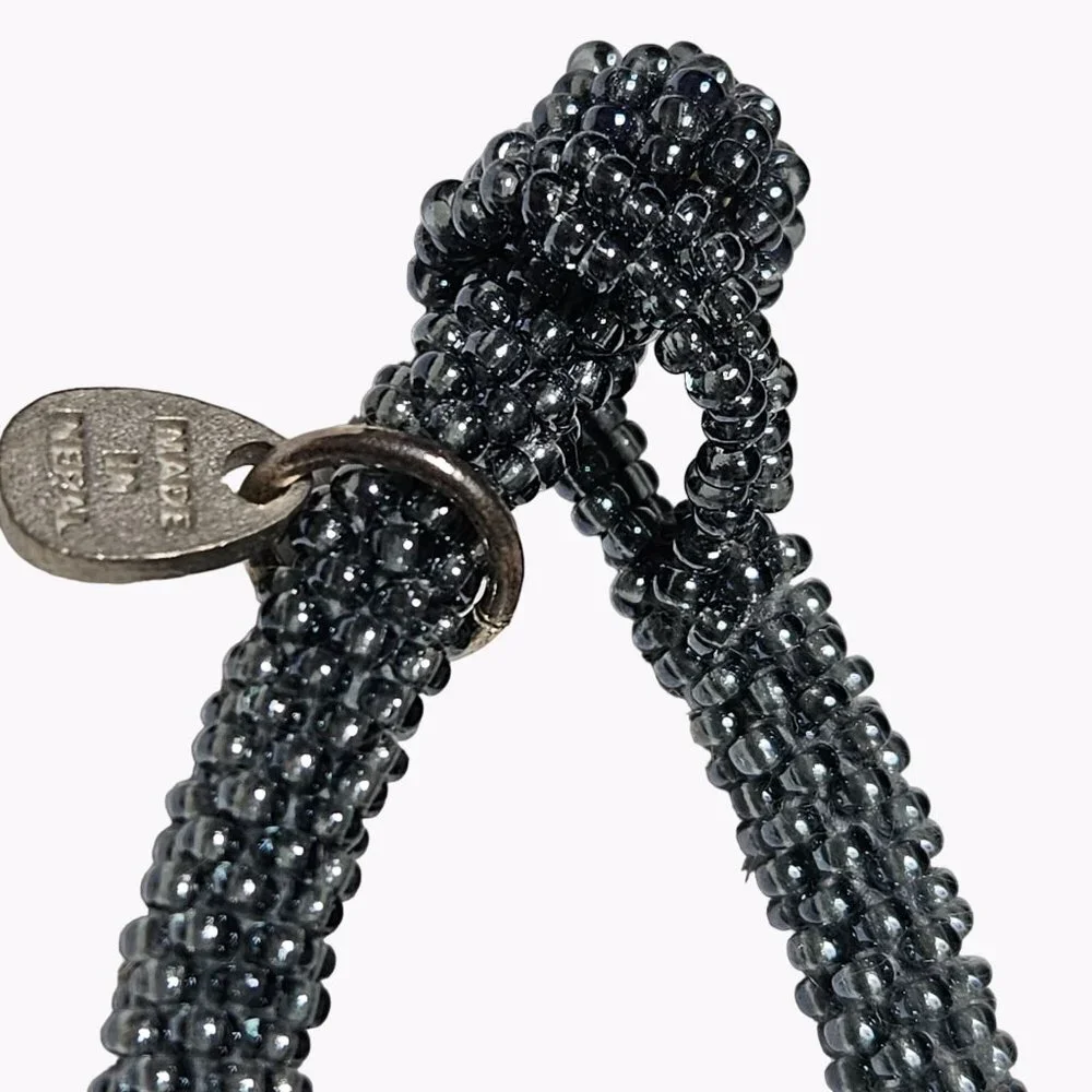 Handmade Boho Black Seed Beaded Chunky Necklace Statement Fashion Jewelry Women